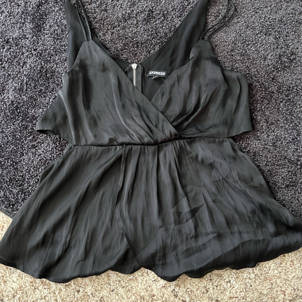 Express black zipper spaghetti strap top
